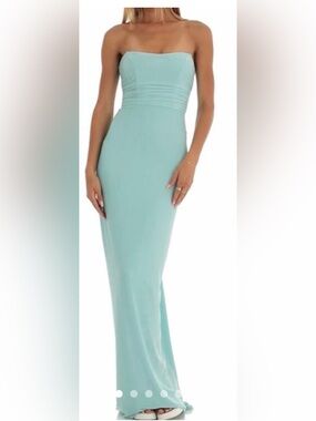 🦋 Lucy in the Sky Strapless Seafoam Maxi Dress
